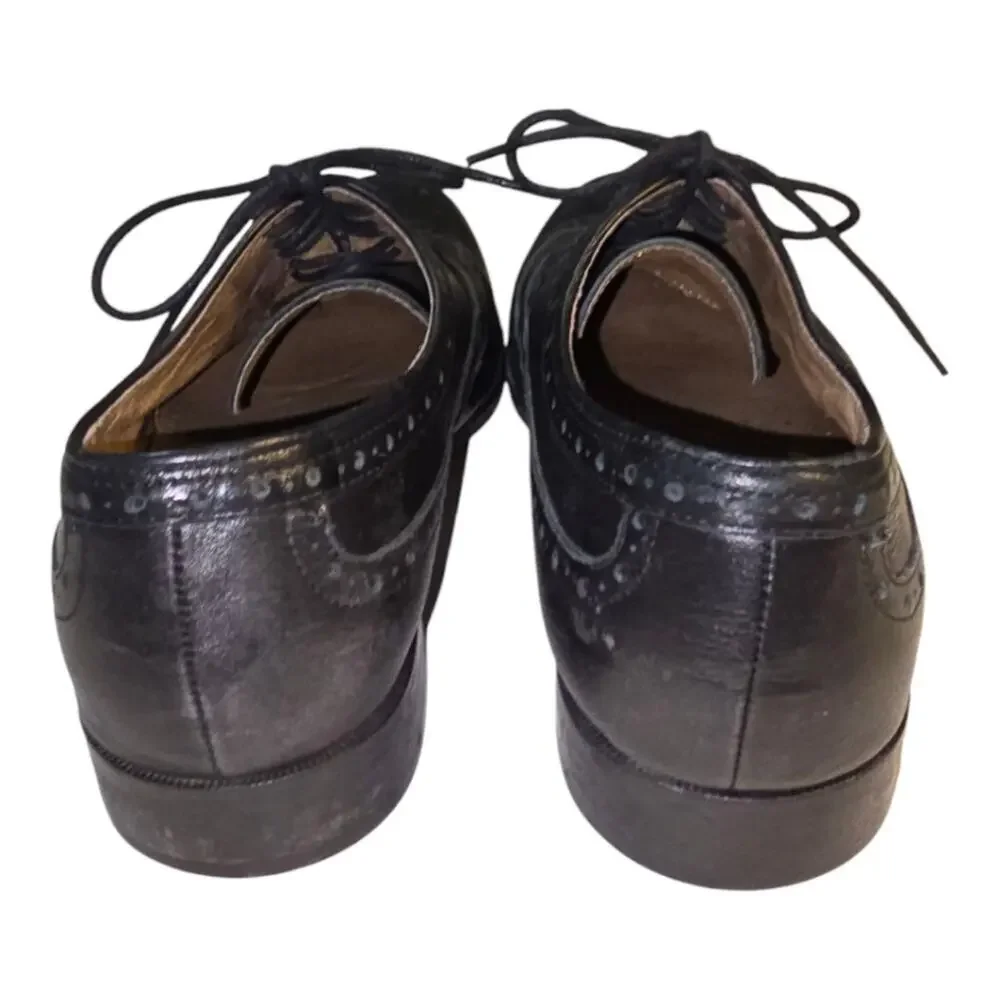 Johnston Murphy Wingtip Oxford Dress Shoes‎ Black Leather Brogue Lace Up 9.5 Men